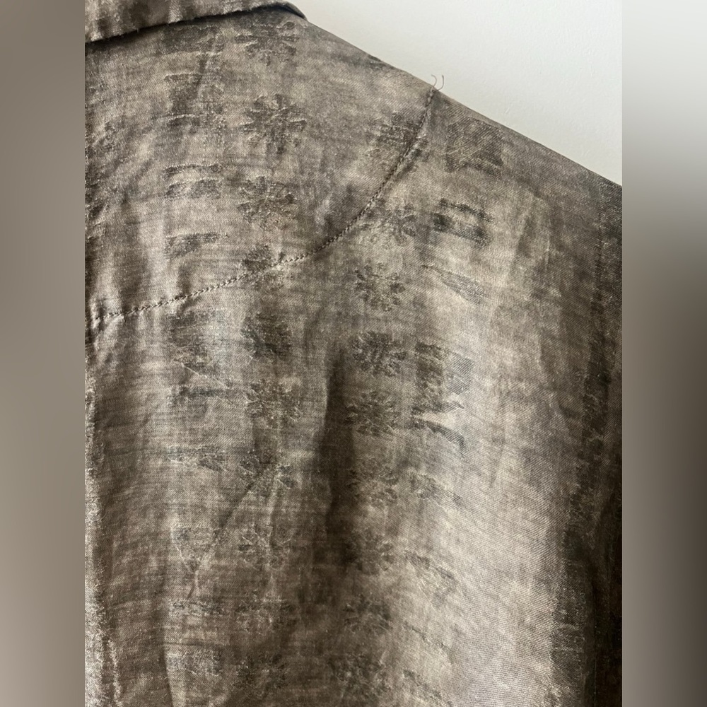 Uma Wang style dark grey/ green linen printed midi length blazer coat/ jacket - Picture 9 of 9